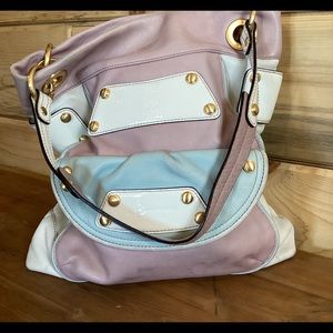 B Makowsky Large Pastel Colored Over the Shoulder Mulit-Pocket Purse